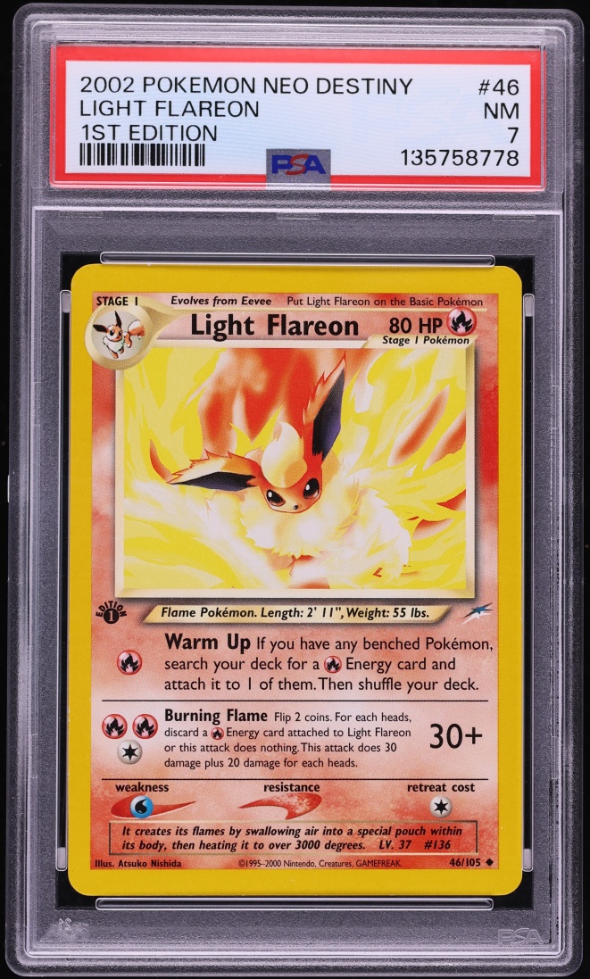 2002 Pokemon Neo Destiny 1st Edition Light Flareon #46 PSA 7 NRMT