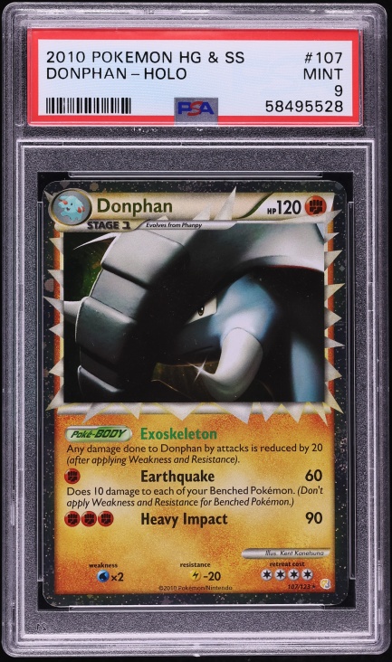 2010 Pokemon HeartGold & SoulSilver Holo Donphan #107 PSA 9 MINT