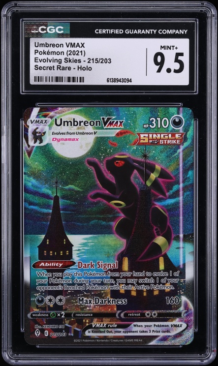 2021 Pokemon Sword & Shield Evolving Skies Alt Art Umbreon VMAX #215 CGC 9.5 MINT+
