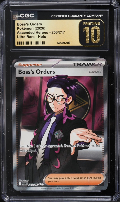 2026 Pokemon Mega Evolution Ascended Heroes Full Art Boss's Orders Corbeau #256 CGC 10 PRISTINE