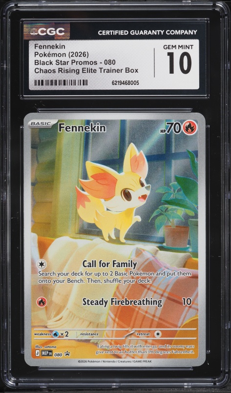 2026 Pokemon Mega Evolution Promo Chaos Rising ETB Full Art Fennekin #80 CGC 10 GEM MINT