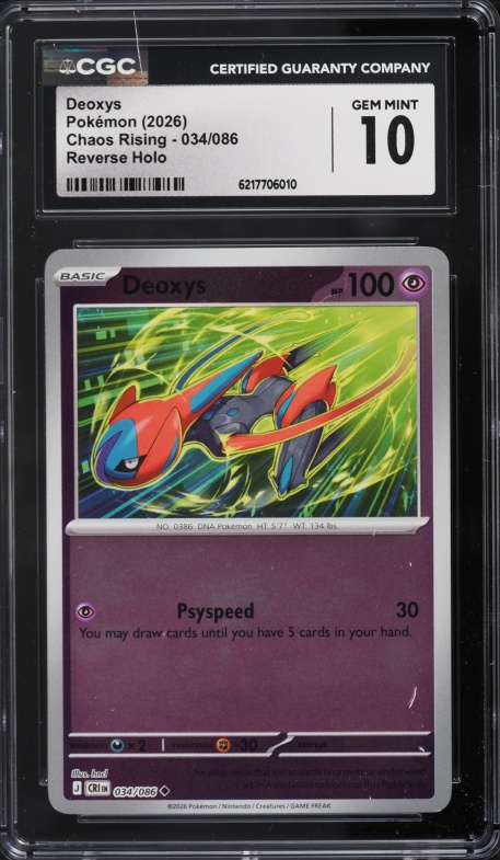 2026 Pokemon Mega Evolution Chaos Rising Reverse Holo Deoxys #34 CGC 10 GEM MINT