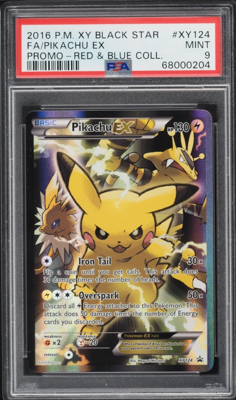 2016 Pokemon XY Promo Red & Blue Collection Full Art Pikachu EX #XY124 PSA 9 MINT