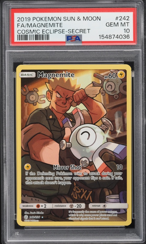 2019 Pokemon Sun & Moon Cosmic Eclipse CHR Magnemite #242 PSA 10 GEM MINT