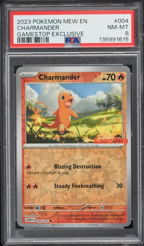 2023 Pokemon Scarlet & Violet 151 Gamestop Exclusive Charmander #4 PSA 8 NM-MT