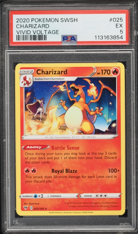 2020 Pokemon Sword & Shield Vivid Voltage Charizard #25 PSA 5 EX