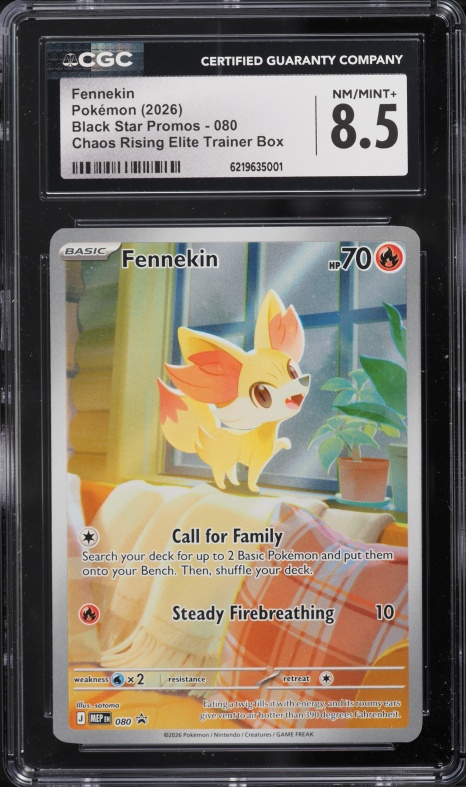 2026 Pokemon Mega Evolution Promo Chaos Rising ETB Full Art Fennekin #80 CGC 8.5 NM-MT+