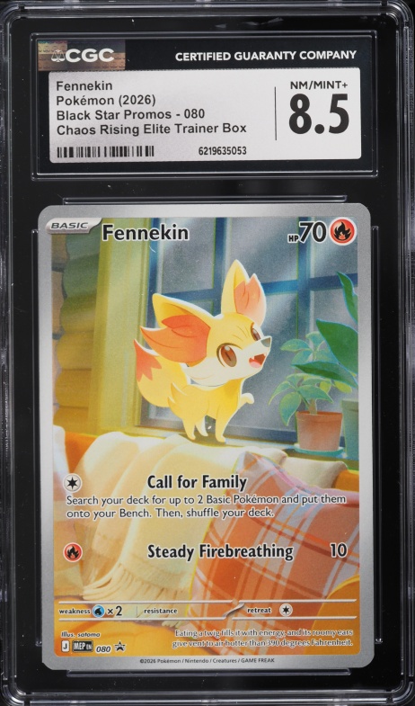 2026 Pokemon Mega Evolution Promo Chaos Rising ETB Full Art Fennekin #80 CGC 8.5 NM-MT+