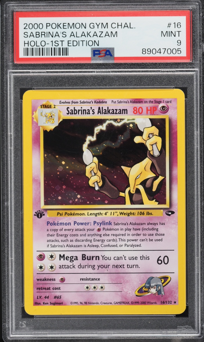 2000 Pokemon Gym Challenge 1st Edition Holo Sabrina's Alakazam #16 PSA 9 MINT
