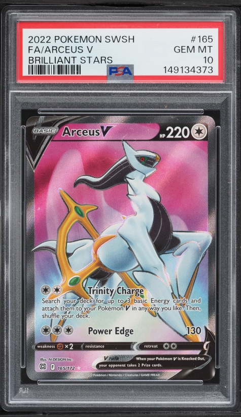 2022 Pokemon Sword & Shield Brilliant Stars Full Art Arceus V #165 PSA 10 GEM MINT