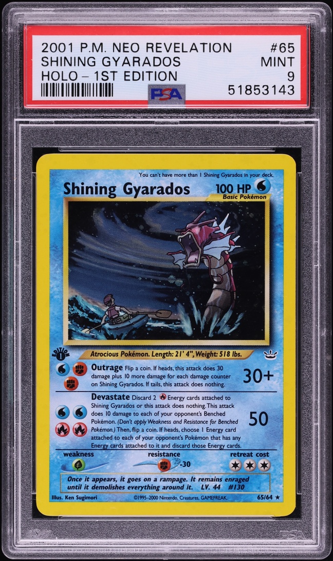 2001 Pokemon Neo Revelation 1st Edition Holo Shining Gyarados #65 PSA 9 MINT