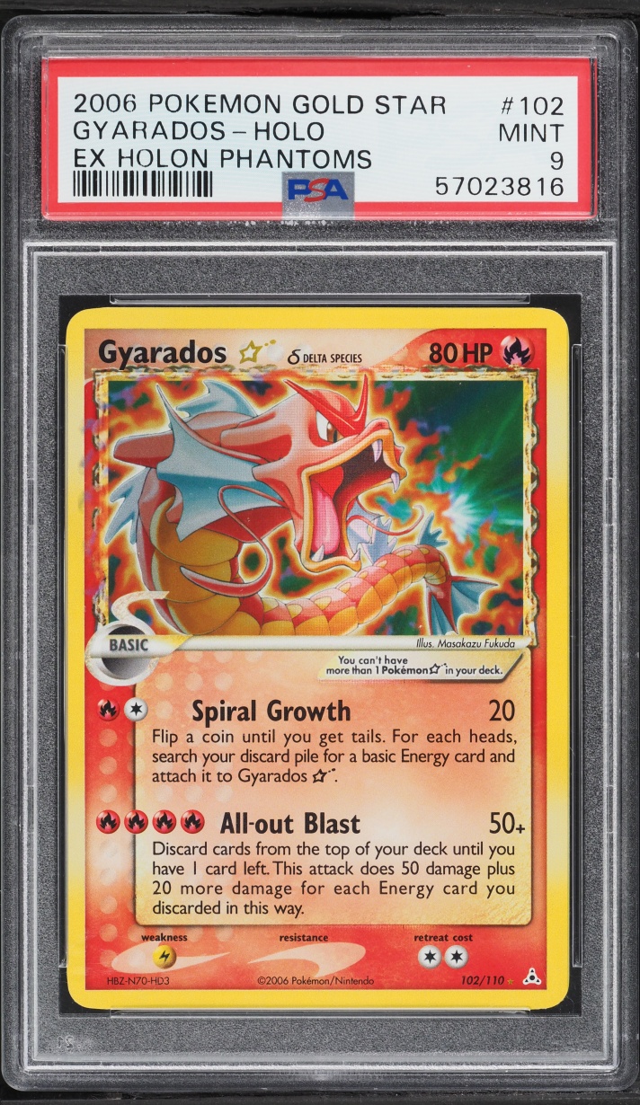 2006 Pokemon EX Holon Phantoms Holo Gyarados Gold Star #102 PSA 9 MINT