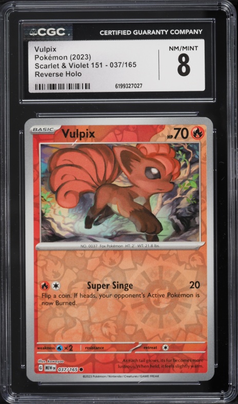 2023 Pokemon Scarlet & Violet 151 Reverse Holo Vulpix #37 CGC 8 NM-MT