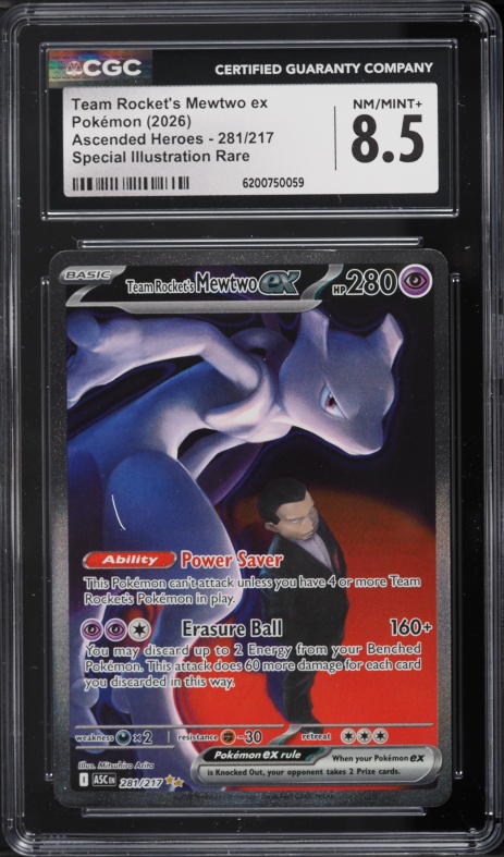 2026 Pokemon Mega Evolution Ascended Heroes SIR Team Rocket's Mewtwo Ex #281 CGC 8.5 NM-MT+