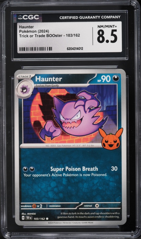 2024 Pokemon Scarlet & Violet Temporal Forces Trick Or Trade BOOster Haunter #103 CGC 8.5