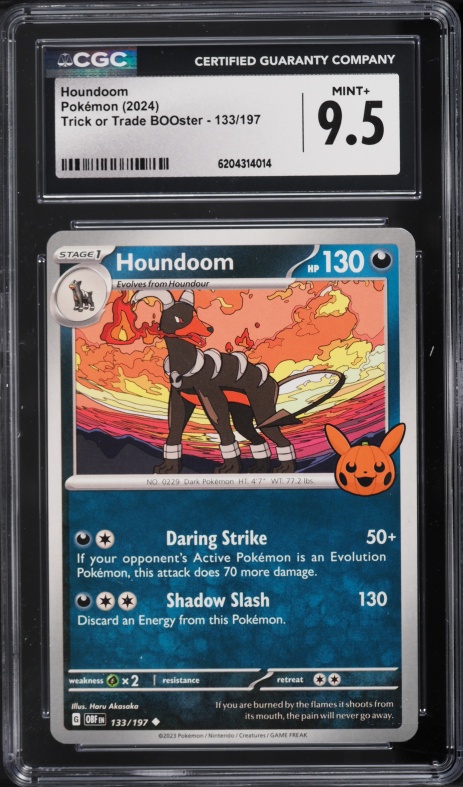 2024 Pokemon Scarlet & Violet Trick Or Trade BOOster Houndoom #133 CGC 9.5 MINT+