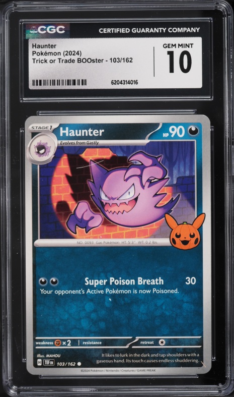 2024 Pokemon Scarlet & Violet Temporal Forces Trick Or Trade BOOster Haunter #103 CGC 10 GEM