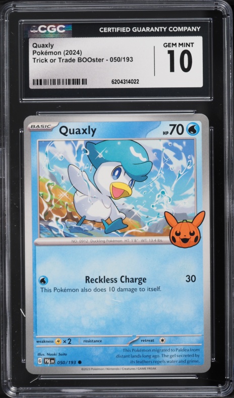 2024 Pokemon Scarlet & Violet Trick Or Trade BOOster Quaxly #50 CGC 10 GEM MINT