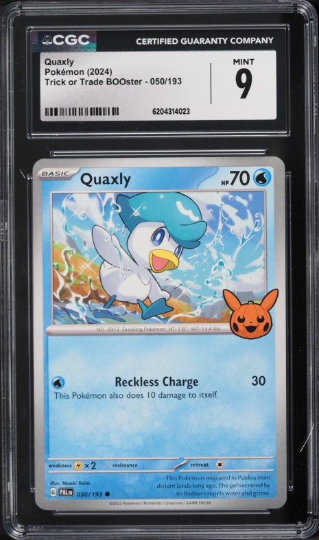 2024 Pokemon Scarlet & Violet Trick Or Trade BOOster Quaxly #50 CGC 9 MINT