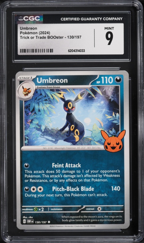 2024 Pokemon Scarlet & Violet Trick Or Trade BOOster Umbreon #130 CGC 9 MINT