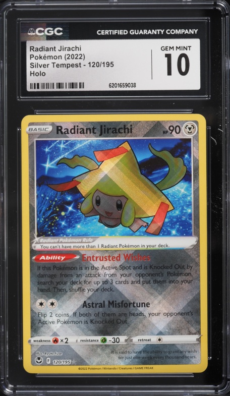 2022 Pokemon Sword & Shield Silver Tempest Holo Radiant Jirachi #120 CGC 10 GEM MINT