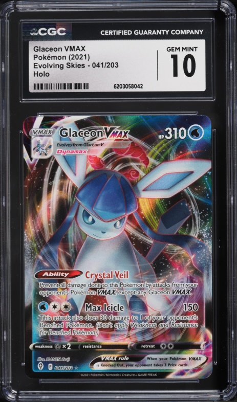 2021 Pokemon Sword & Shield Evolving Skies Full Art Glaceon VMAX #41 CGC 10 GEM MINT