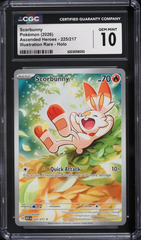 2026 Pokemon Mega Evolution Ascended Heroes IR Scorbunny #225 CGC 10 GEM MINT