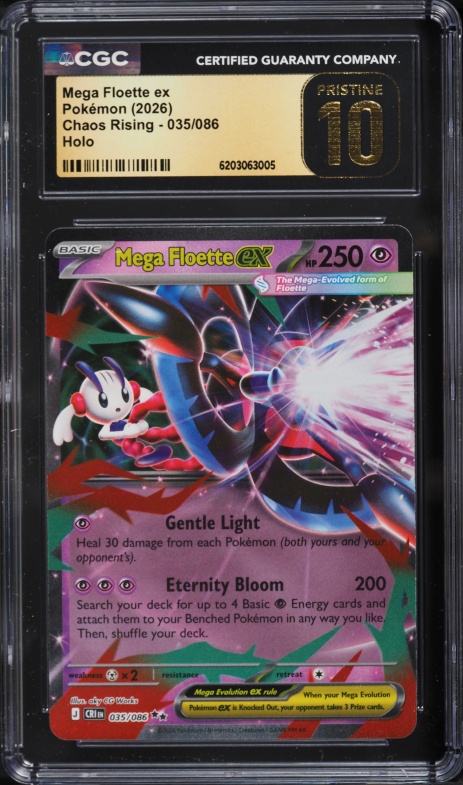 2026 Pokemon Mega Evolution Chaos Rising Holo Mega Floette Ex #35 CGC 10 PRISTINE