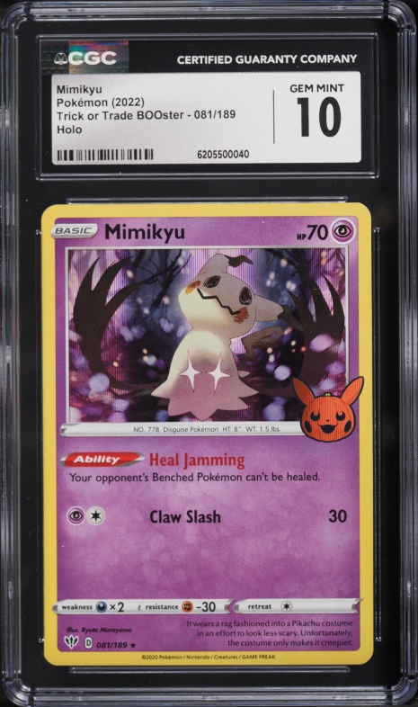 2022 Pokemon SWSH Darkness Ablaze Trick Or Trade BOOster Holo Mimikyu #81 CGC 10 GEM MINT