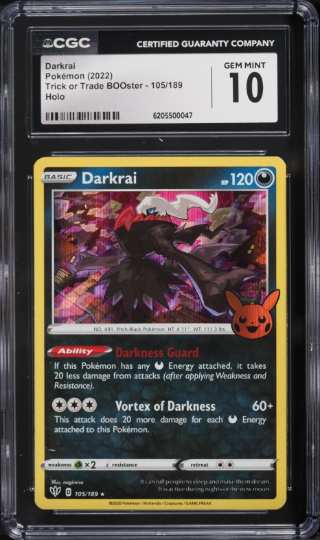 2022 Pokemon Sword & Shield Trick Or Trade BOOster Holo Darkrai #105 CGC 10 GEM MINT