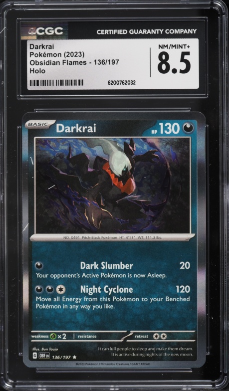 2023 Pokemon Scarlet & Violet Obsidian Flames Holo Darkrai #136 CGC 8.5 NM-MT+