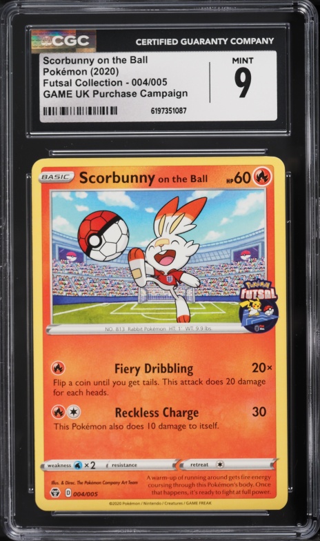 2020 Pokemon Sword & Shield Futsal Collection Game UK Purchase Scorbunny On The Ball #4 CGC 9