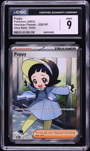 2023 Pokemon Scarlet & Violet Obsidian Flames Full Art Poppy #220 CGC 9 MINT