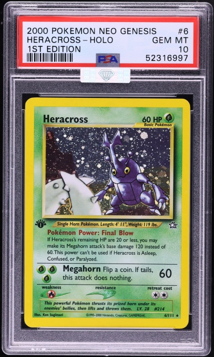 2000 Pokemon Neo Genesis 1st Edition Holo Heracross #6 MBA PSA 10 GEM MINT