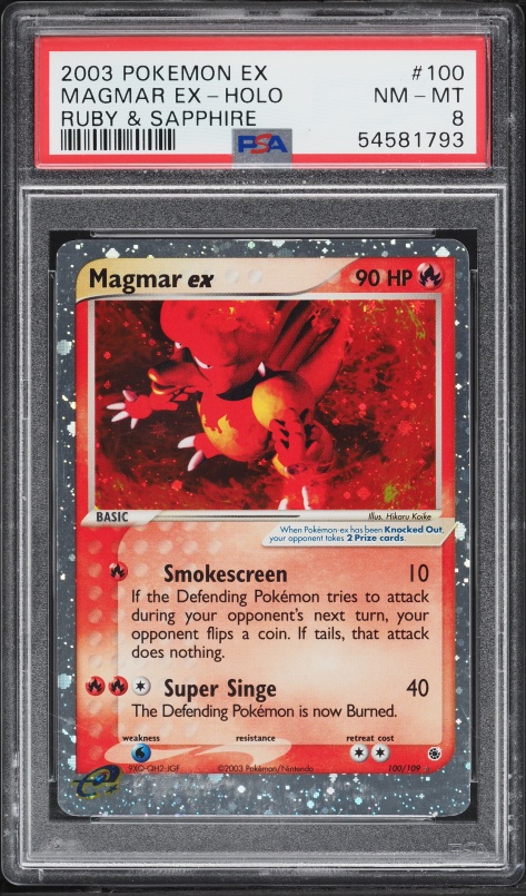 2003 Pokemon EX Ruby & Sapphire Holo Magmar ex #100 PSA 8 NM-MT