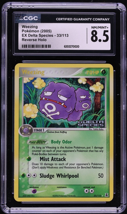 2005 Pokemon Ex Delta Species Reverse Holo Weezing #33 CGC 8.5 NM-MT+