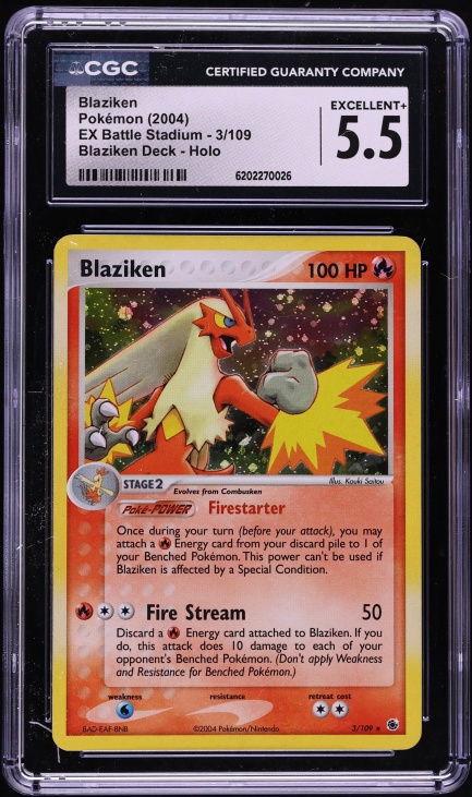 2004 Pokemon EX Battle Stadium Holo Blaziken #3 CGC 5.5 EX+