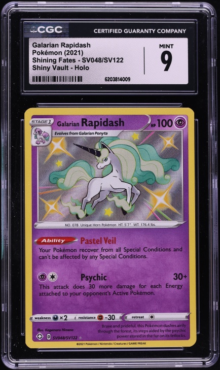 2021 Pokemon SWSH Shining Fates Shiny Vault Holo Galarian Rapidash #SV048 CGC 9 MINT