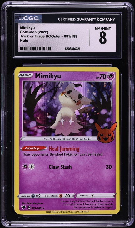 2022 Pokemon SWSH Darkness Ablaze Trick Or Trade BOOster Holo Mimikyu #81 CGC 8 NM-MT
