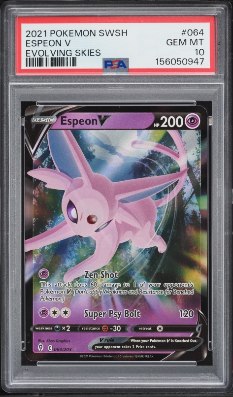 2021 Pokemon Sword & Shield Evolving Skies Holo Espeon V #64 PSA 10 GEM MINT