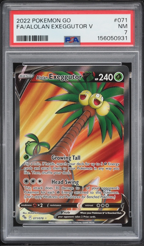 2022 Pokemon Sword & Shield Pokemon GO Full Art Alolan Exeggutor V #71 PSA 7 NRMT