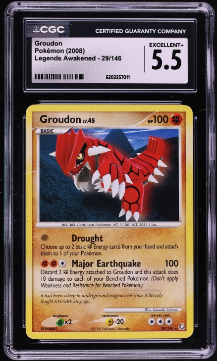 2008 Pokemon Diamond & Pearl Legends Awakened Groudon #29 CGC 5.5 EX+