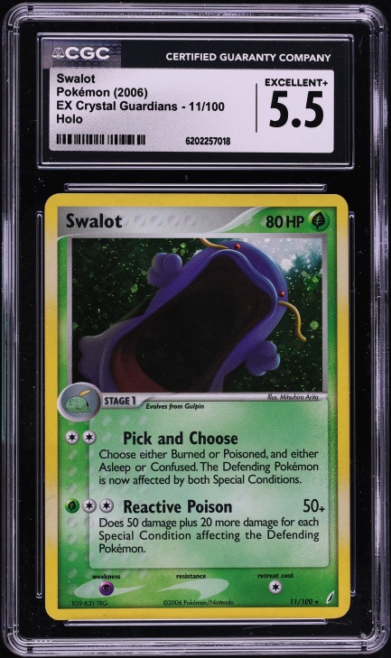 2006 Pokemon EX Crystal Guardians Holo Swalot #11 CGC 5.5 EX+