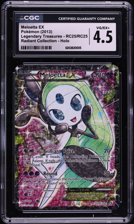 2013 Pokemon BW Legendary Treasures Radiant Collection Full Art Meloetta EX #RC25 CGC 4.5 VGEX+