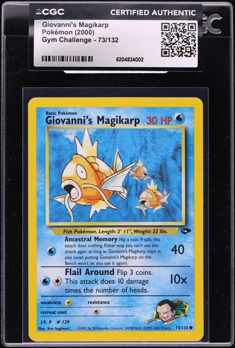 2000 Pokemon Gym Challenge Giovanni's Magikarp #73 CGC AUTH