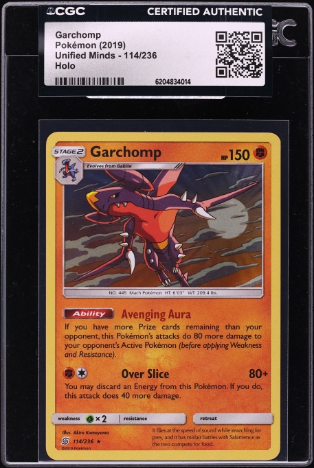 2019 Pokemon Unified Minds Holo Garchomp #114 CGC AUTH