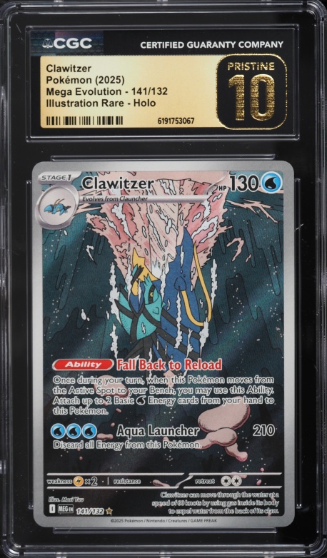2025 Pokemon Mega Evolution IR Clawitzer #141 CGC 10 PRISTINE