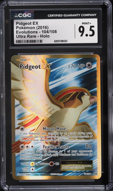 2016 Pokemon XY Evolutions Gold Rare Pidgeot Ex #104 CGC 9.5 MINT+