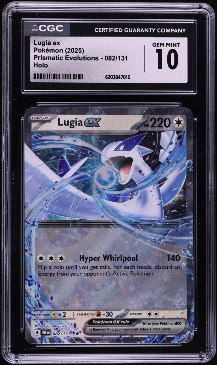 2025 Pokemon Scarlet & Violet Prismatic Evolutions Holo Lugia Ex #82 CGC 10 GEM MINT