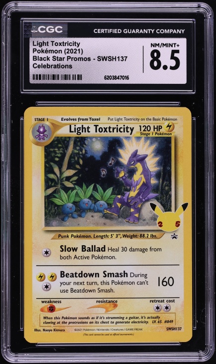 2021 Pokemon Sword & Shield Promo Celebrations Holo Light Toxtricity #SWSH137 CGC 8.5 NM-MT+
